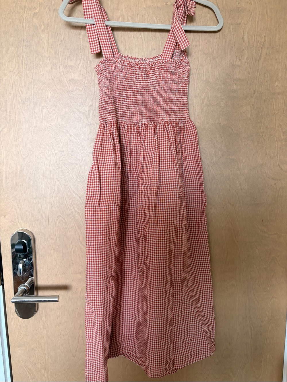 Aritzia Golden Hour Gingham Midi Dress with Tie Straps - Picture 2 of 9